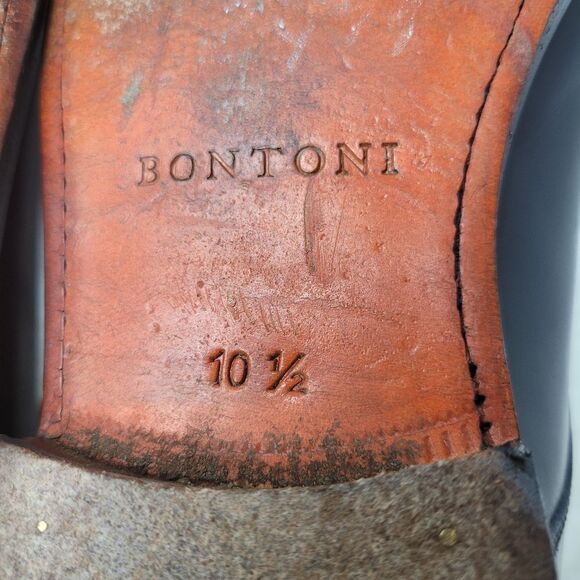 Bontoni Wholecut Oxford Mens Size 10.5 Navy Black Leather Brogue Dress Shoes - Picture 10 of 10